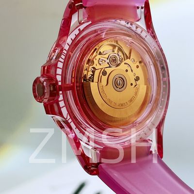 Caso de relojes de color rosa de zafiro de lujo resistente a los arañazos