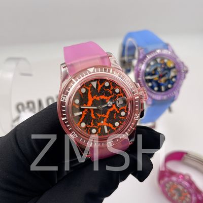 Caso de relojes de color rosa de zafiro de lujo resistente a los arañazos